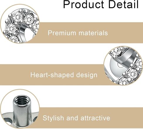 2 PCS Heart Dermal Jewelry 14G, Heart Back Dermal Piercing Jewelry, Internally Threaded Studs Dermals Tops Silver Dermals Piercings Body Piercings Jewelrys for Women Men in Saudi Arabia