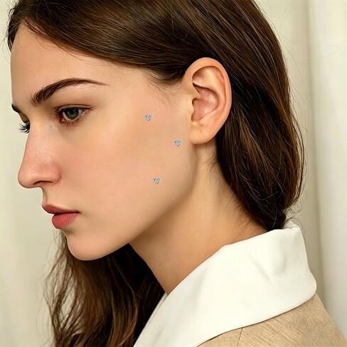 2 PCS Heart Dermal Jewelry 14G, Heart Back Dermal Piercing Jewelry, Internally Threaded Studs Dermals Tops Silver Dermals Piercings Body Piercings Jewelrys for Women Men in Saudi Arabia
