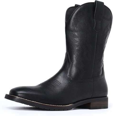AUSTIN MILL Men’s Cowboy Boots Square Toe Western Boots Pull On Classic Embroidered Country Boots with Slip Resistant Outsole for Work, Rodeo, Casual Wear in Kuwait