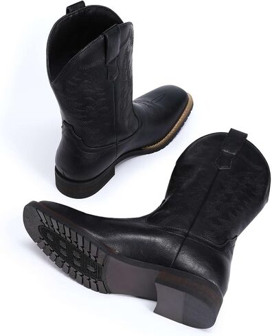 AUSTIN MILL Men’s Cowboy Boots Square Toe Western Boots Pull On Classic Embroidered Country Boots with Slip Resistant Outsole for Work, Rodeo, Casual Wear in Kuwait