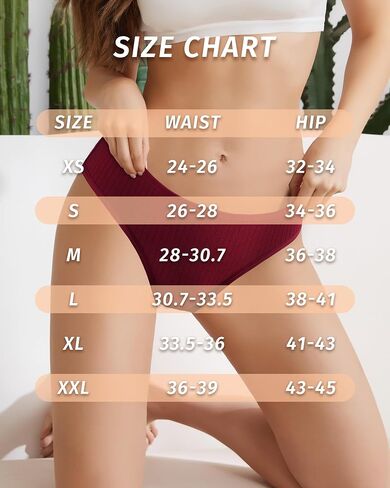 SIONCY Cotton Underwear for Women Sexy Cheeky Bikini Panties Soft Low Waist Ribbed Hipster Breathable Stretch Briefs 9 Pack in Kuwait