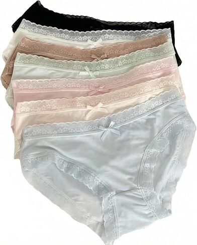 Women's Lace Bikini Underwear 7-Pack – Seamless No Show Panties, Soft Ice Silk, Breathable & Sexy Briefs in Saudi Arabia