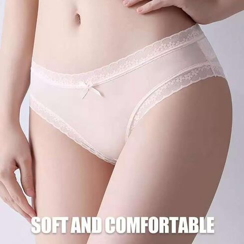 Women's Lace Bikini Underwear 7-Pack – Seamless No Show Panties, Soft Ice Silk, Breathable & Sexy Briefs in Saudi Arabia