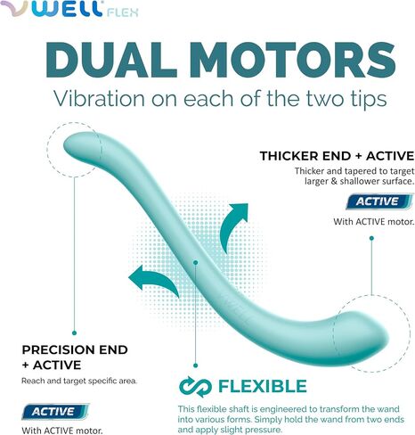 VWELL Flex Silicone Vibrating Wand Flexible Shaft Dual Motors Active Home Use Women Rechargeable in Kuwait
