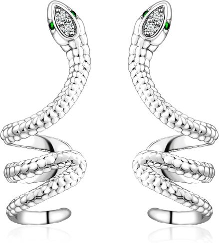 Snake Earrings for Women - Silver CZ Pieceing Snake Crawler Climber Cuff Studs Earring CZ Wrap Earrings Jewelry in Kuwait
