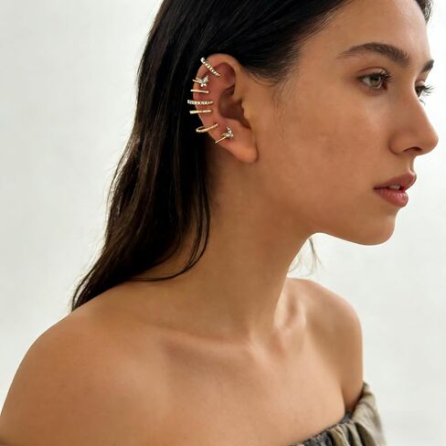 6 Pcs Ear Cuffs for Women Non Piercing,Butterfly Ear Cuff Earrings Dainty Clip on Cartilage Earrings Adjustable Fake Earrings Set in Kuwait