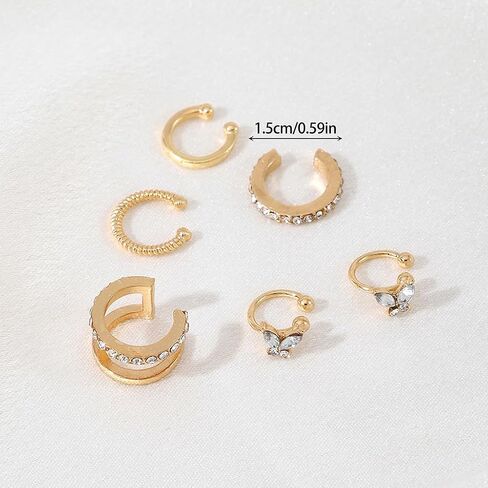 6 Pcs Ear Cuffs for Women Non Piercing,Butterfly Ear Cuff Earrings Dainty Clip on Cartilage Earrings Adjustable Fake Earrings Set in Kuwait