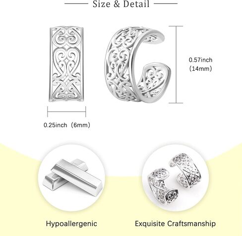 Filigree Ear Cuff Earrings for Women - Silver Totem Cartilage Earrings Gothic Non Piercing Ear Cuff Jewelry Celtic Knot Gifts for Men Women in Saudi Arabia