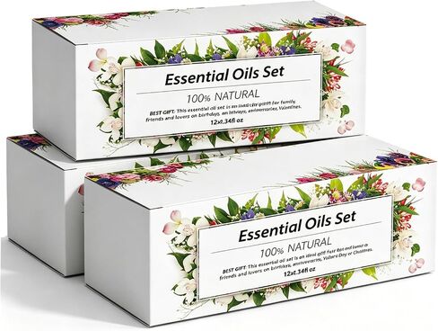 Essential Oils Set, 12 Scents, 10 ML Bottles, Lavender, Lemon, Rose, Jasmine, Vanilla, Sandalwood and More, for Humidifiers, Diffusers, Aromatherapy in Saudi Arabia