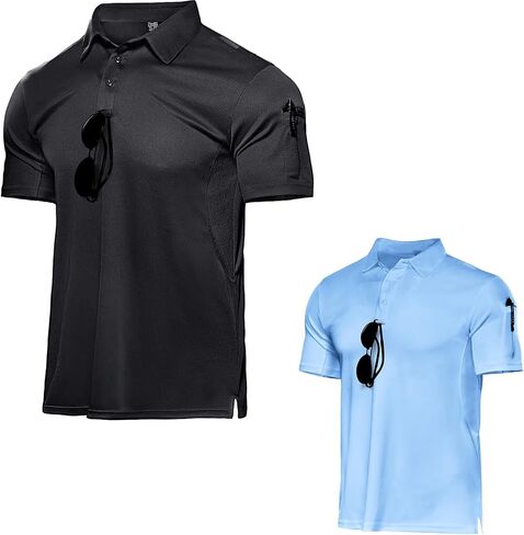 Haimont Men's Performance Dry Fit Polo Shirt Short and Long Sleeve Golf Collared T-Shirts for Tactical Outdoor Hiking in Kuwait