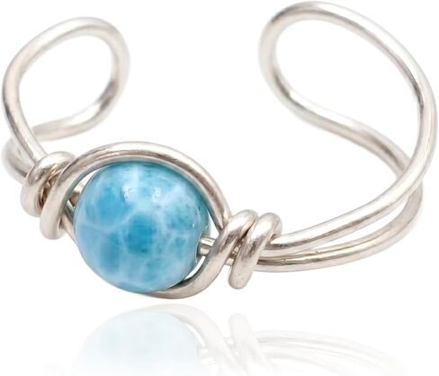 Natural Larimar Clip On Ear Cuff, 22k Gold or Fine Silver Non Piercing Dainty Huggie Gemstone Earring, Dominican Larimar in Kuwait