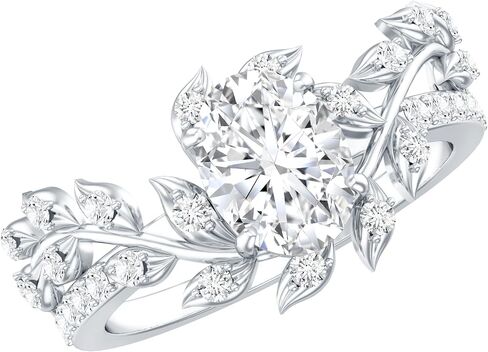 Certified 1.5 Carat Lab Grown Diamond Oval Engagement Ring, Ef-Vs Quality, Diamond Designer Ring - Gift For Women in Kuwait