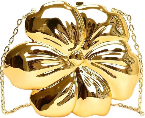 Gold Clutch Purses for Women,Flower Acrylic Purse Clutch,Women's Floral Shape Small Gold Purse Metallic Fancy Crossbody Rose Gold Clutchs,Sparkly Wedding Evening Clutchs for Women Party Prom in Saudi Arabia