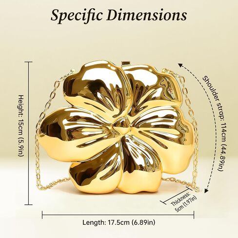 Gold Clutch Purses for Women,Flower Acrylic Purse Clutch,Women's Floral Shape Small Gold Purse Metallic Fancy Crossbody Rose Gold Clutchs,Sparkly Wedding Evening Clutchs for Women Party Prom in Saudi Arabia