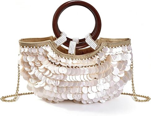 Shell Beaded Purse for Women Seashell Clutch Bag Summer Beach Vacation Evening Handbag in Kuwait