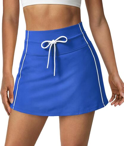 Hragc Women Tennis Skirt Built-in Short with Pocket High Waisted Golf Skirts for Women Athletic Pickleball Drawcord Skorts in Saudi Arabia