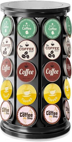 K Cup Holder, Coffee Pod Storage Carousel Holder Organizer Compatible with 40 Keurig K-Cup Pods, Home or Office Kitchen Counter Organizer（Black） in Saudi Arabia