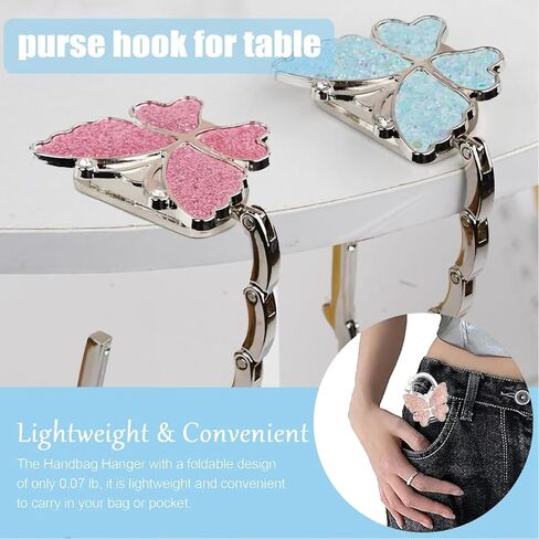 YUANQIAN 2 Pack Butterfly Foldable Handbag Hanger,Folding Purse Table Hook Holder,Foldable Purse Hook,Purse Holder Stand for Table (Blue &Pink) in Saudi Arabia