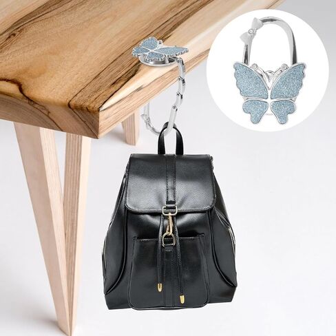 YUANQIAN 2 Pack Butterfly Foldable Handbag Hanger,Folding Purse Table Hook Holder,Foldable Purse Hook,Purse Holder Stand for Table (Blue &Pink) in Saudi Arabia