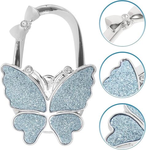 YUANQIAN 2 Pack Butterfly Foldable Handbag Hanger,Folding Purse Table Hook Holder,Foldable Purse Hook,Purse Holder Stand for Table (Blue &Pink) in Saudi Arabia