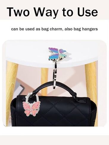 YUANQIAN 2 Pack Butterfly Foldable Handbag Hanger,Folding Purse Table Hook Holder,Foldable Purse Hook,Purse Holder Stand for Table (Blue &Pink) in Saudi Arabia