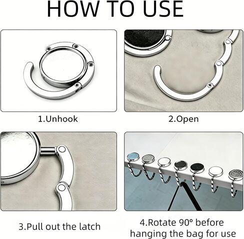 3 Pack Foldable Purse Hook for Table,Heavy Duty Magnetic Handbag Hanger, Portable Bag Hook for Desk & Restaurant, Multi-Use Purse Holder for Table,Womens Bag Hooks,Table Hook in Saudi Arabia