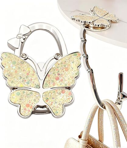 Purse Hook for Table, Foldable Handbag Hanger for Women, Portable Bag Holder with Non-Slip Base, Cute Matte Purple Butterfly Purse Table Hook for Restaurant Office Travel Gift in Saudi Arabia