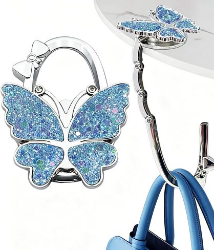 Purse Hook for Table, Foldable Handbag Hanger for Women, Portable Bag Holder with Non-Slip Base, Cute Matte Purple Butterfly Purse Table Hook for Restaurant Office Travel Gift in Saudi Arabia