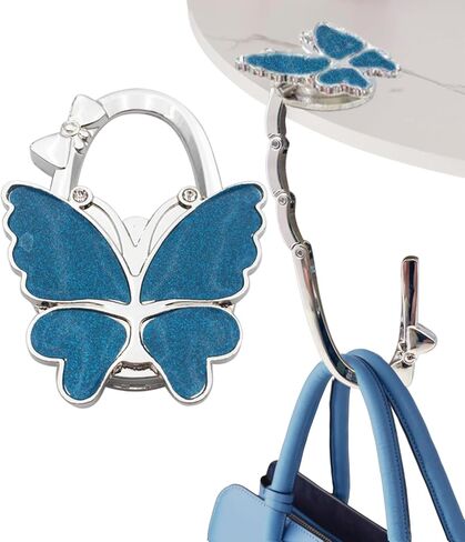 Purse Hook for Table, Foldable Handbag Hanger for Women, Portable Bag Holder with Non-Slip Base, Cute Matte Purple Butterfly Purse Table Hook for Restaurant Office Travel Gift in Saudi Arabia