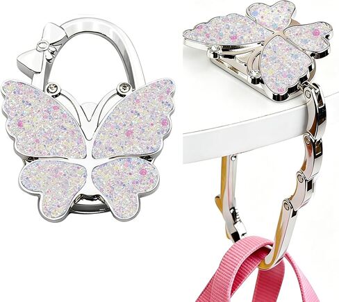 Purse Hook for Table, Foldable Handbag Hanger for Women, Portable Bag Holder with Non-Slip Base, Cute Matte Purple Butterfly Purse Table Hook for Restaurant Office Travel Gift in Saudi Arabia