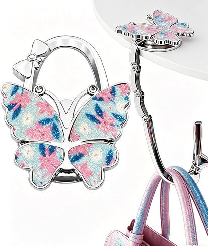 Purse Hook for Table, Foldable Handbag Hanger for Women, Portable Bag Holder with Non-Slip Base, Cute Matte Purple Butterfly Purse Table Hook for Restaurant Office Travel Gift in Saudi Arabia