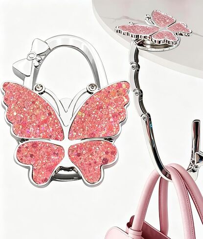 Purse Hook for Table, Foldable Handbag Hanger for Women, Portable Bag Holder with Non-Slip Base, Cute Matte Purple Butterfly Purse Table Hook for Restaurant Office Travel Gift in Saudi Arabia