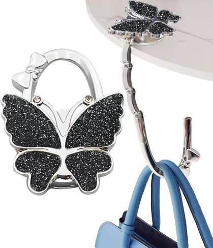 Purse Hook for Table, Foldable Handbag Hanger for Women, Portable Bag Holder with Non-Slip Base, Cute Matte Purple Butterfly Purse Table Hook for Restaurant Office Travel Gift in Saudi Arabia