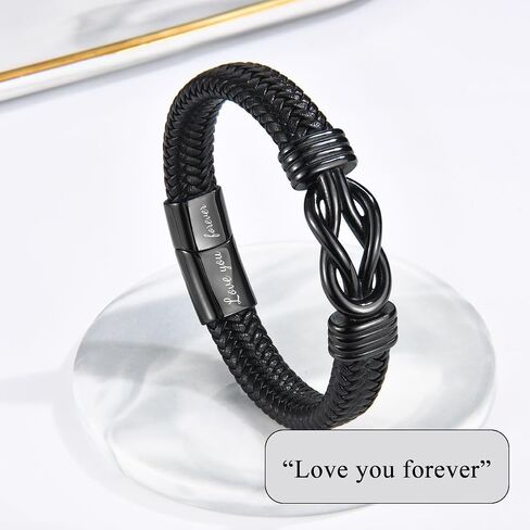 2026 Graduation Gifts for Boys Him, High School College 5th 6th 8th Grade Masters Degree Middle School Graduation Gifts for Boys, Cool Leather Infinity Knot Bracelets for Men Son with Cards in Saudi Arabia