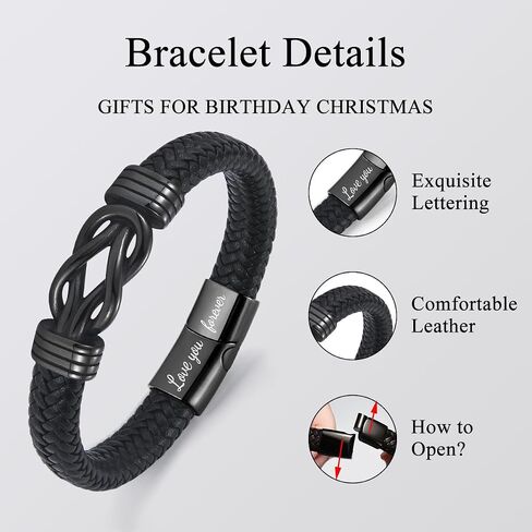 2026 Graduation Gifts for Boys Him, High School College 5th 6th 8th Grade Masters Degree Middle School Graduation Gifts for Boys, Cool Leather Infinity Knot Bracelets for Men Son with Cards in Saudi Arabia
