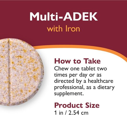 Celebrate Vitamins Multi ADEK Chewables, 60mg Iron - Daily Bariatric Multivitamin, Vitamins A, D, E, K & B12 for Duodenal Switch Surgery Patients - Grape (60 Tablets) in Kuwait