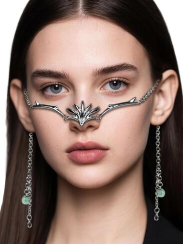 Cyber Punk Half Mask for Women Men Y2K Metal Face Mask Liquid Irregular Cyborg Face Chain Cosplay Jewelry Gifts in Saudi Arabia