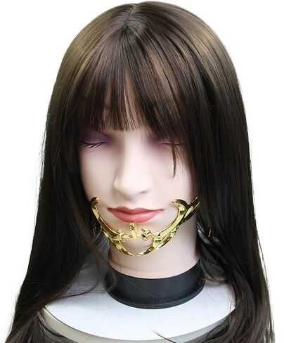 Cyber Punk Half Mask for Women Men Y2K Metal Face Mask Liquid Irregular Cyborg Face Chain Cosplay Jewelry Gifts in Saudi Arabia