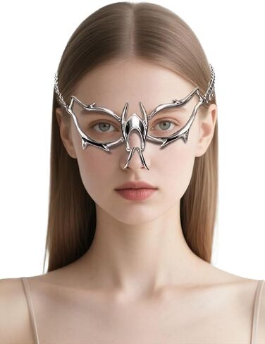 Cyber Punk Half Mask for Women Men Y2K Metal Face Mask Liquid Irregular Cyborg Face Chain Cosplay Jewelry Gifts in Saudi Arabia
