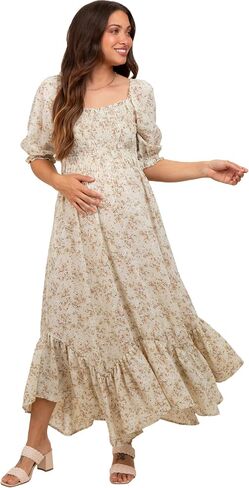 PinkBlush Smocked Handkerchief Hem Maternity Dress in Kuwait