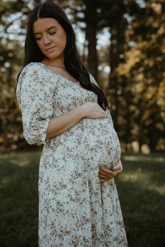 PinkBlush Smocked Handkerchief Hem Maternity Dress in Kuwait