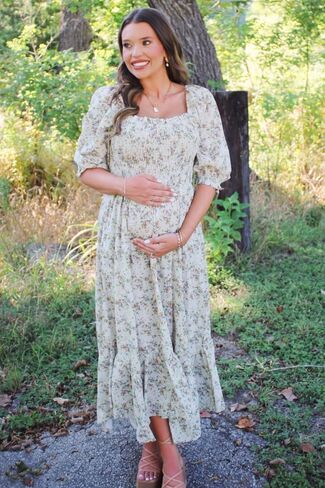 PinkBlush Smocked Handkerchief Hem Maternity Dress in Kuwait
