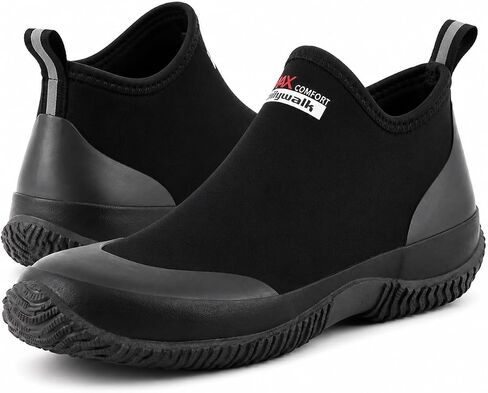 Men's Waterproof Garden Shoes, Lightweight Neoprene Rubber Rain Boots, Breathable Ankle Deck Boots Outdoor Work Footwear with High-Traction Non-Slip Sole for Gardening, Farming, Fishing & Yard Work in Kuwait