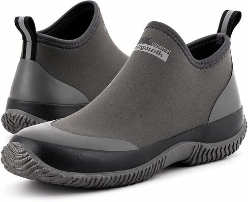 Men's Waterproof Garden Shoes, Lightweight Neoprene Rubber Rain Boots, Breathable Ankle Deck Boots Outdoor Work Footwear with High-Traction Non-Slip Sole for Gardening, Farming, Fishing & Yard Work in Saudi Arabia
