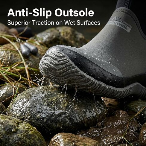 Men's Waterproof Garden Shoes, Lightweight Neoprene Rubber Rain Boots, Breathable Ankle Deck Boots Outdoor Work Footwear with High-Traction Non-Slip Sole for Gardening, Farming, Fishing & Yard Work in Saudi Arabia
