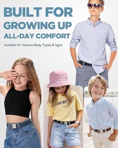 BELTROAD Kids Stretch Belt Adjustable Elastic Belt for Boys Girls with Alloy Quick-Release Buckle 1.2" Kids Belts Gifts in Kuwait