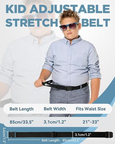 BELTROAD Kids Stretch Belt Adjustable Elastic Belt for Boys Girls with Alloy Quick-Release Buckle 1.2" Kids Belts Gifts in Kuwait