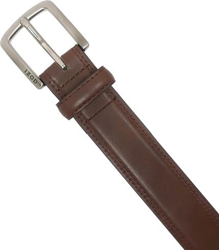 IZOD Boys Leather Belt - Feather Edge Double Stitching, 1 3/16" for Casual and Dress Wear, Brown, Small 22-24" in Kuwait