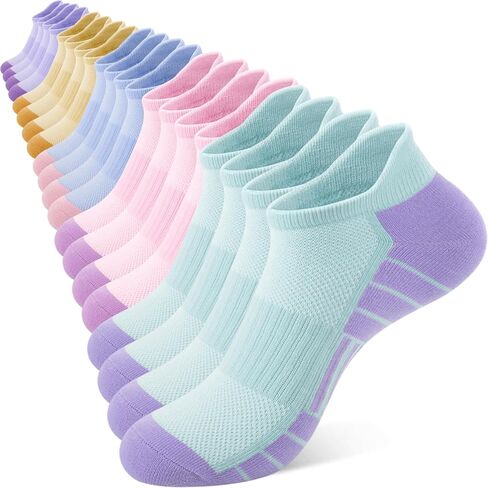 10 Pairs Ankle Socks for Women Lightweight Thin Low Cut Socks | Breathable Mesh Fabric, Heel Tab Design, Arch Surpport, Suitable for Casual Athletic, Colorful Choice, Fits for Size 5-10 in Saudi Arabia