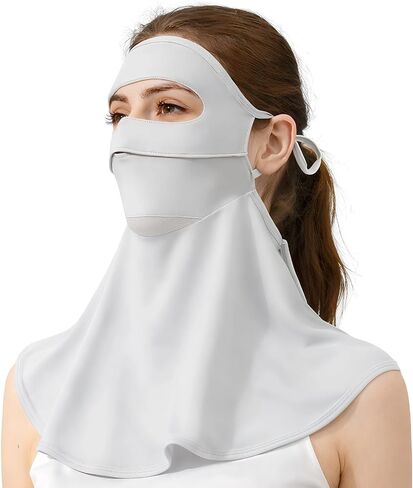 UPF50+ Full Face Sun Mask for Women, Breathable UV Protection with Neck Coverage & Adjustable Strap in Saudi Arabia